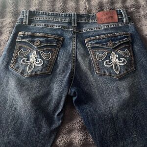 AXE & CROWN Embroidered bootcut Blue Jeans for men’s.